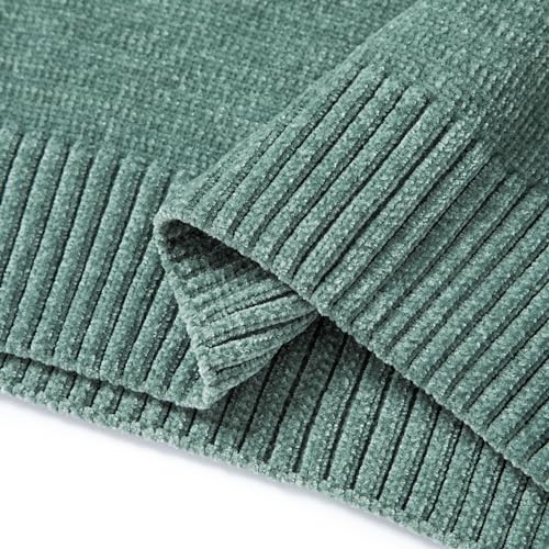 Image of Simple&Opulence Women's Chenille Sweater Crewneck Long Sleeve Pullover Ribbed Cuff Hem Round Neck Jumper Tops