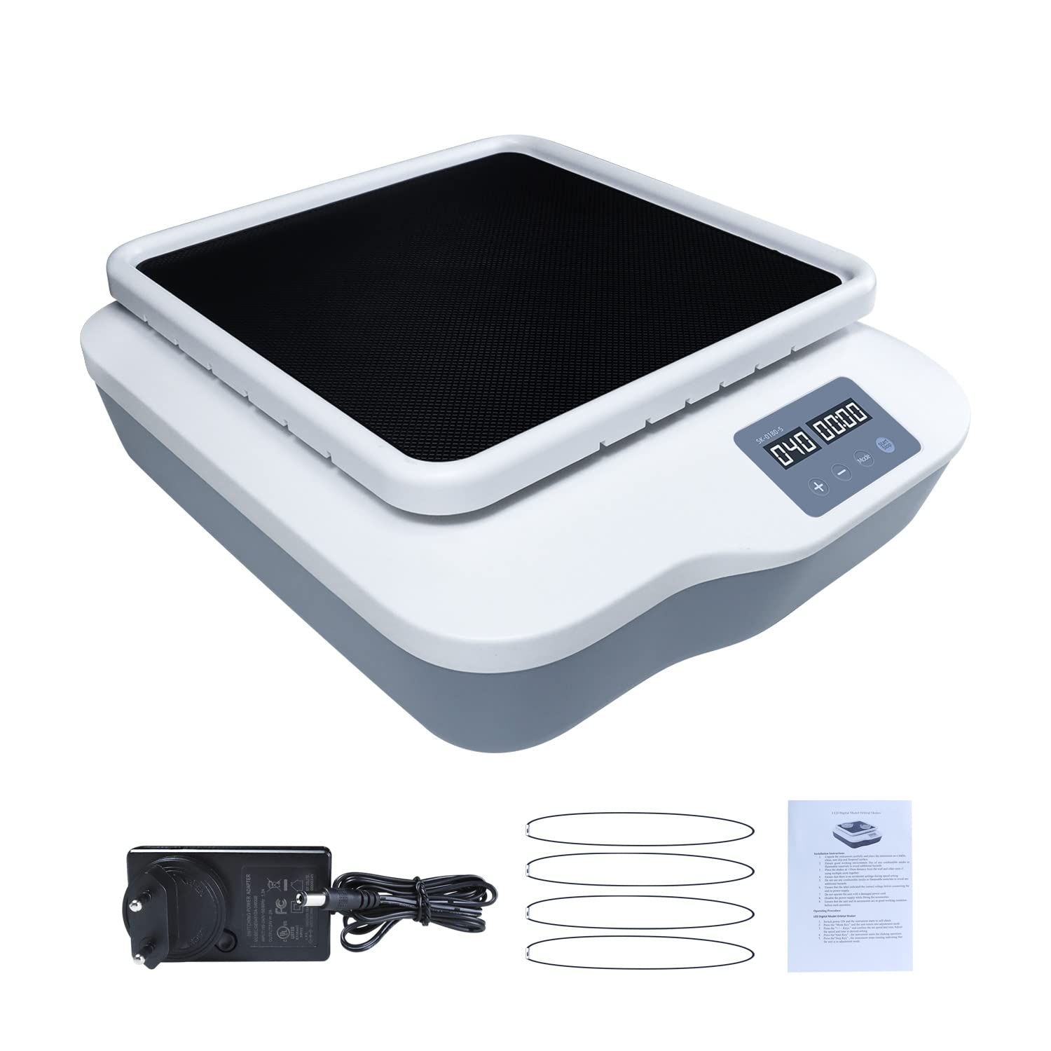 Digital lab Orbital Shaker Adjustable Speed 40-200Rpm,3kg Rotator Shaker with Continuous Mode LCD Display Horizontal Swing Speed oscillator +Timing seting 1min-20 Hours