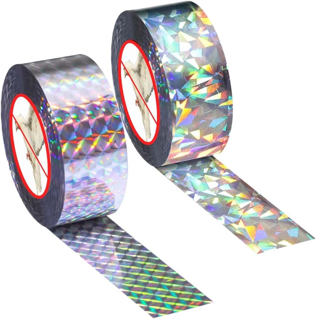 EZ Living Bird Repellent Tape, 2 Pieces Reflective Tape Bird Repellent, |Extra Lang 80M x 2.2cm - Holographic Repellent Tape for Birds, Repellent Pigeons, for Home Garden and Yard