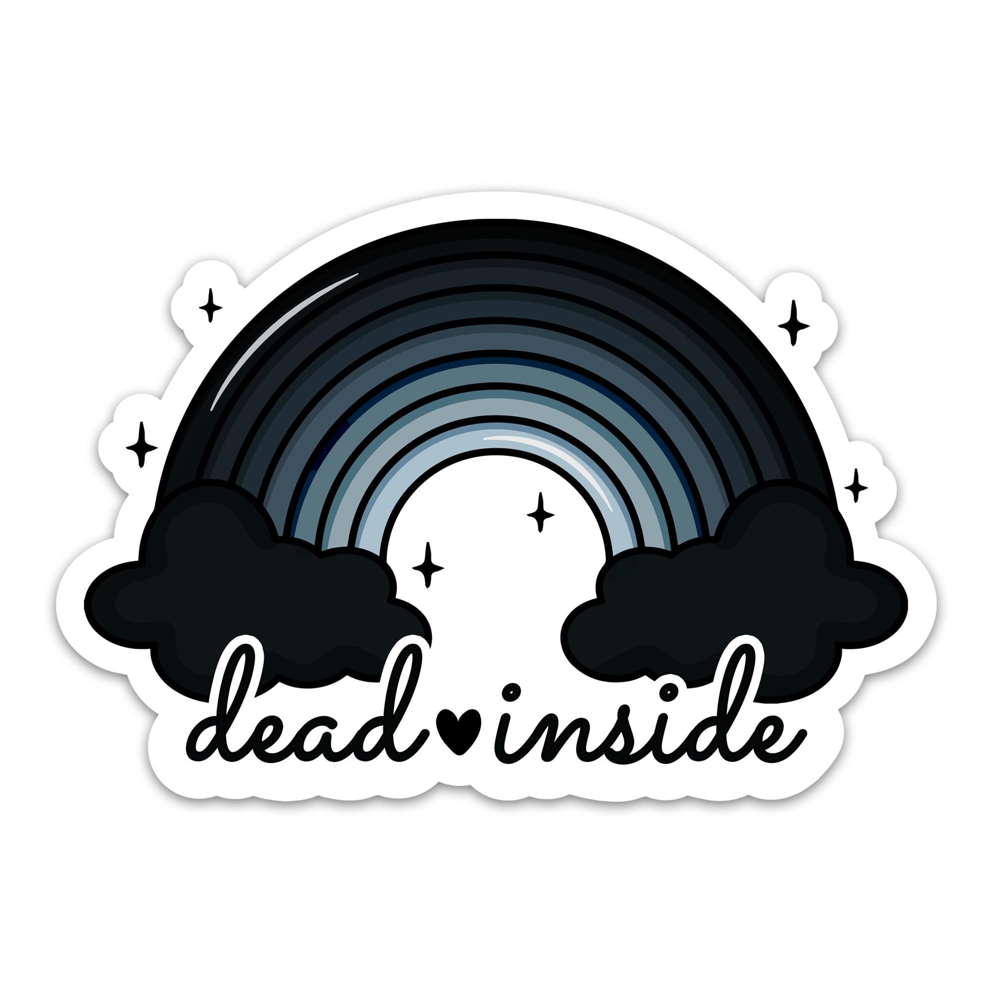 (3PCs) Dead Inside Funny Quotes Sticker, Cute Rainbow Goth Style Stickers for Adults Teen Kids Waterproof Vinyl Stickers for Water Bottle Laptop Phone