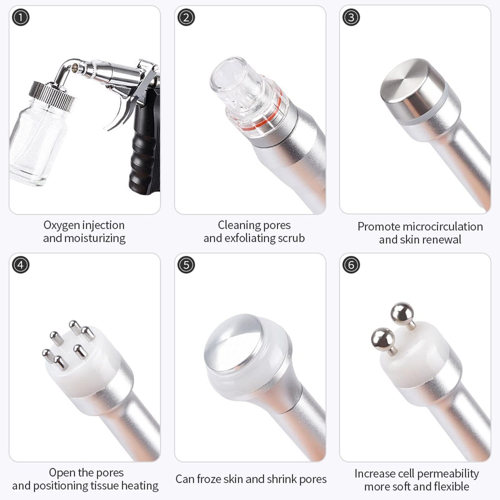 Dispositivo idrofacciale professionale Acqua Idrogeno Ossigeno, Dispositivo di bellezza 6 in 1 Dispositivo per la pulizia del viso, Dispositivo a bolle piccole, Pulizia dei pori e dei punti neri