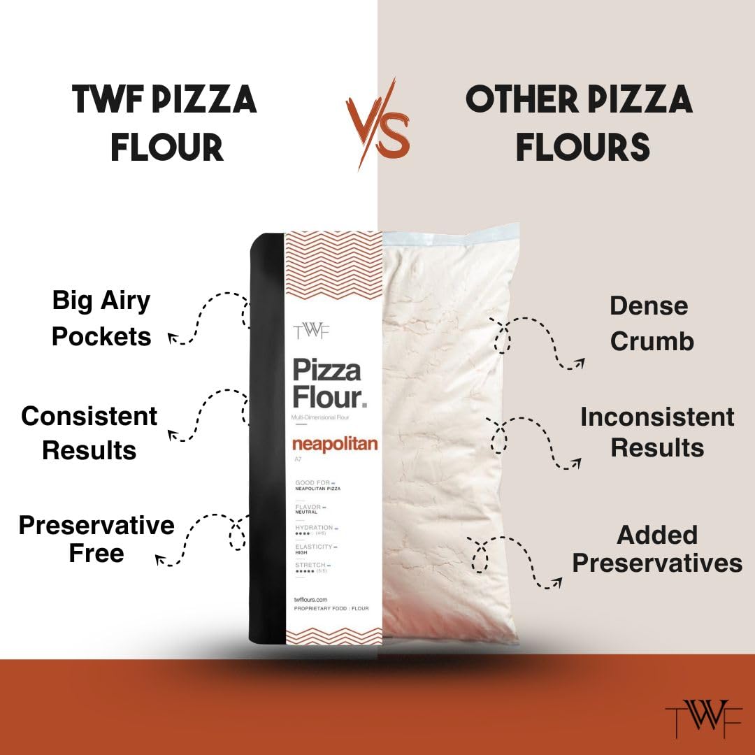 TWF Pizza Flour (Flour 00 alternative)- Neapolitan Pizza Flour | 1 kg | For Delicious Pizza, Unbleached - Image 5 thumbnail