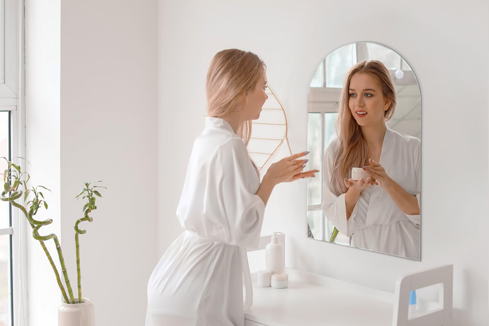 Tulup Lustro Łazienkowe Owalne Ścięte Ścienne Wiszące do Przedpokoju Nowoczesne Wnętrze Loft 80 cm