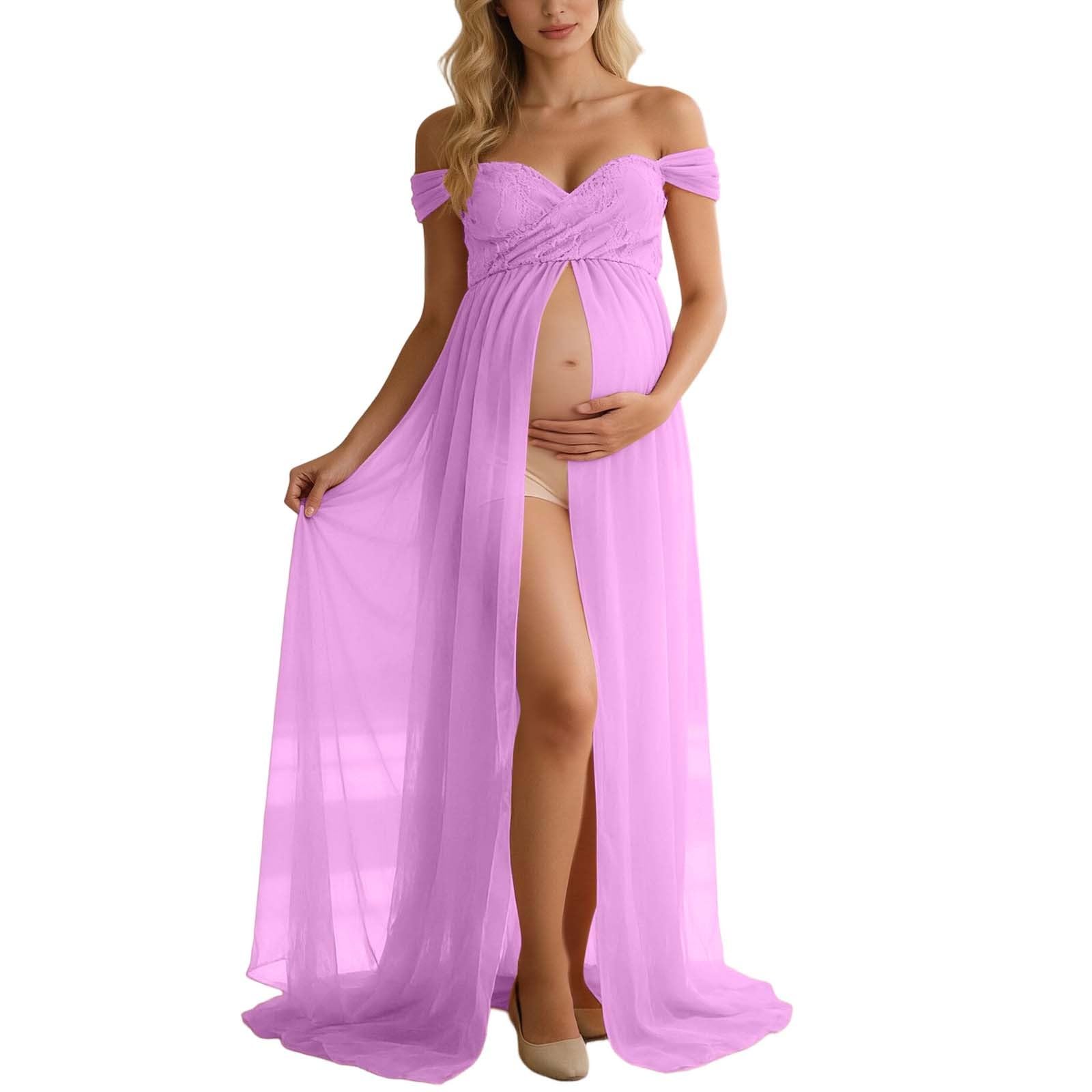 Vestito da gravidanza, abito premaman per servizio fotografico, abito da gravidanza, lungo, da donna, elegante, con spalle scoperte, per feste