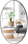 ANDY STAR Oval Mirror,22 x 30 Inch Brushed Nickel Oval Mirror, Oval Bathroom Mirror Brushed Nickel Metal Frame Wall Mounted
