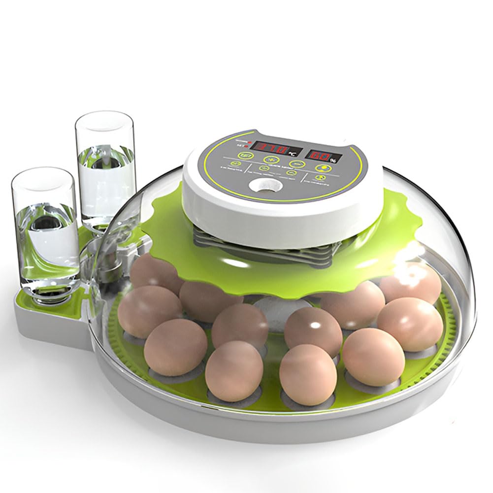 Incubatrice per uova di pollo per la schiusa | Incubatrice automatica per uova con controllo della temperatura, incubatrice automatica con girauova per 8/12/18 uova(12)