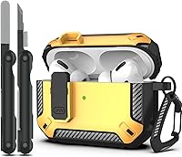 Vista 28 de RFUNGUANGO Funda para AirPod de 2ª generación con kit de limpieza, armadura protectora de carcasa dura militar con bloqueo para funda de carga