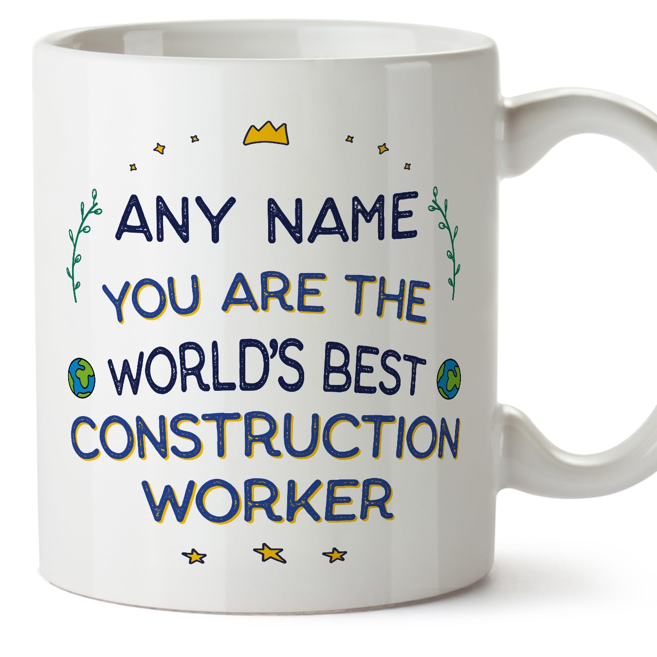 MUGFFINS Personalised Mug for Construction Worker - in English - World's Best - Funny Custom Gift for Colleagues - Ceramic 11oz Mug