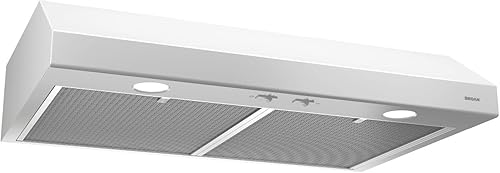 Broan-NuTone BCSD124WW Glacier - Campana extractora de cocina con luz, extractor para debajo del gabinete, blanca, de 24 pulgadas