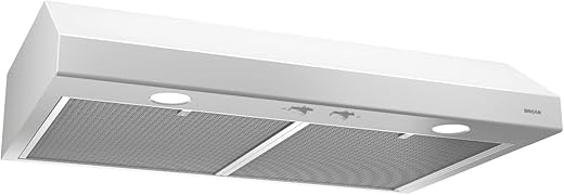 Broan-NuTone BCSD130WW Glacier 30-inch Under-Cabinet 4-Way Convertible Range Hood with 2-Speed Exhaust Fan and Light, 300 Max Blower CFM, White