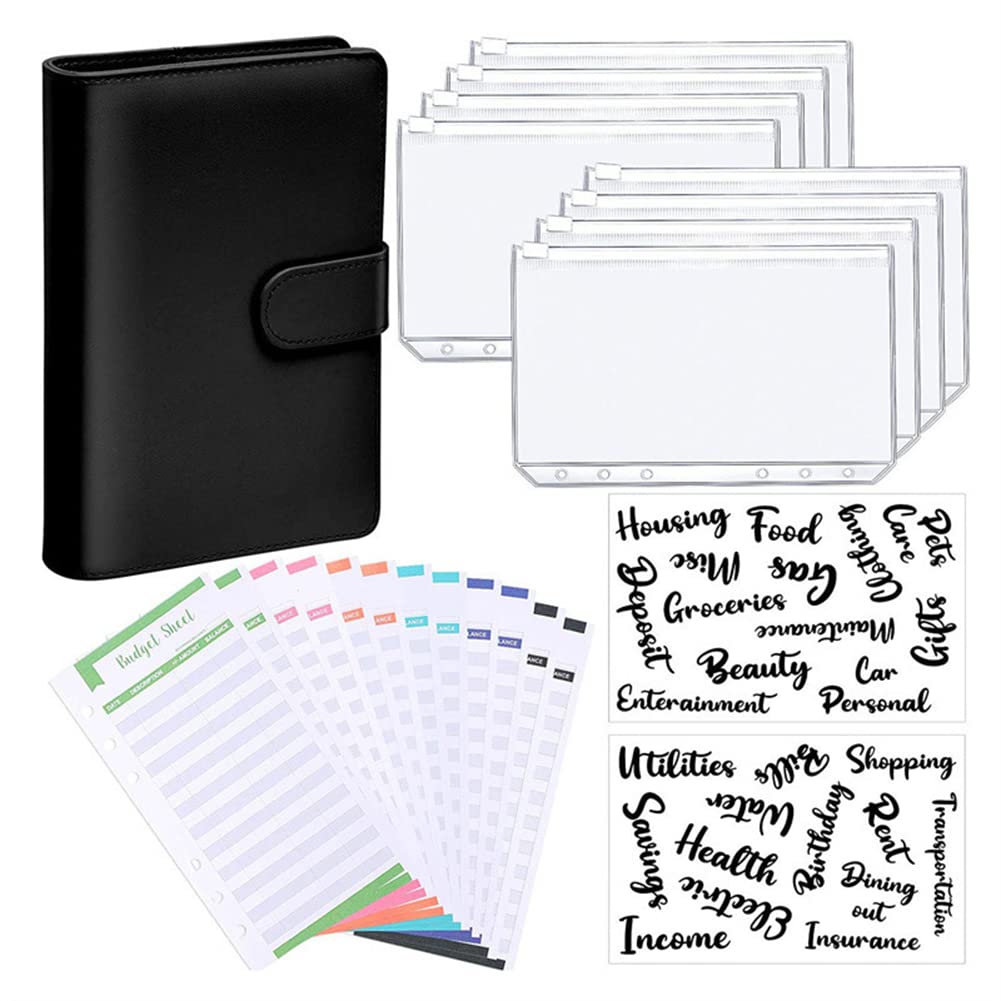 Bontannd Pink A6 Pu Leather Budget Binder Budget Planner With Zipper Envelopes Premium Cash Envelope Binder Budget Book For Money Saving