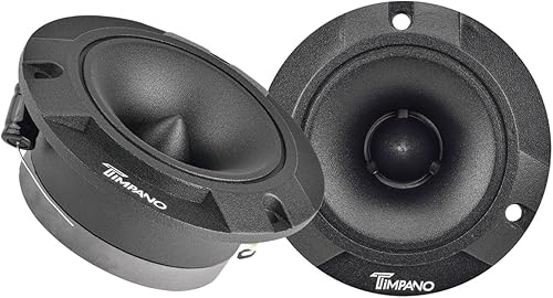 Timpano TPT-ST2 Super Tweeter negro de 3.75 pulgadas, 4 ohmios, pico de 500 vatios, bala de 105 dB, bobina de voz de 1 pulgada, tweeters de perfil