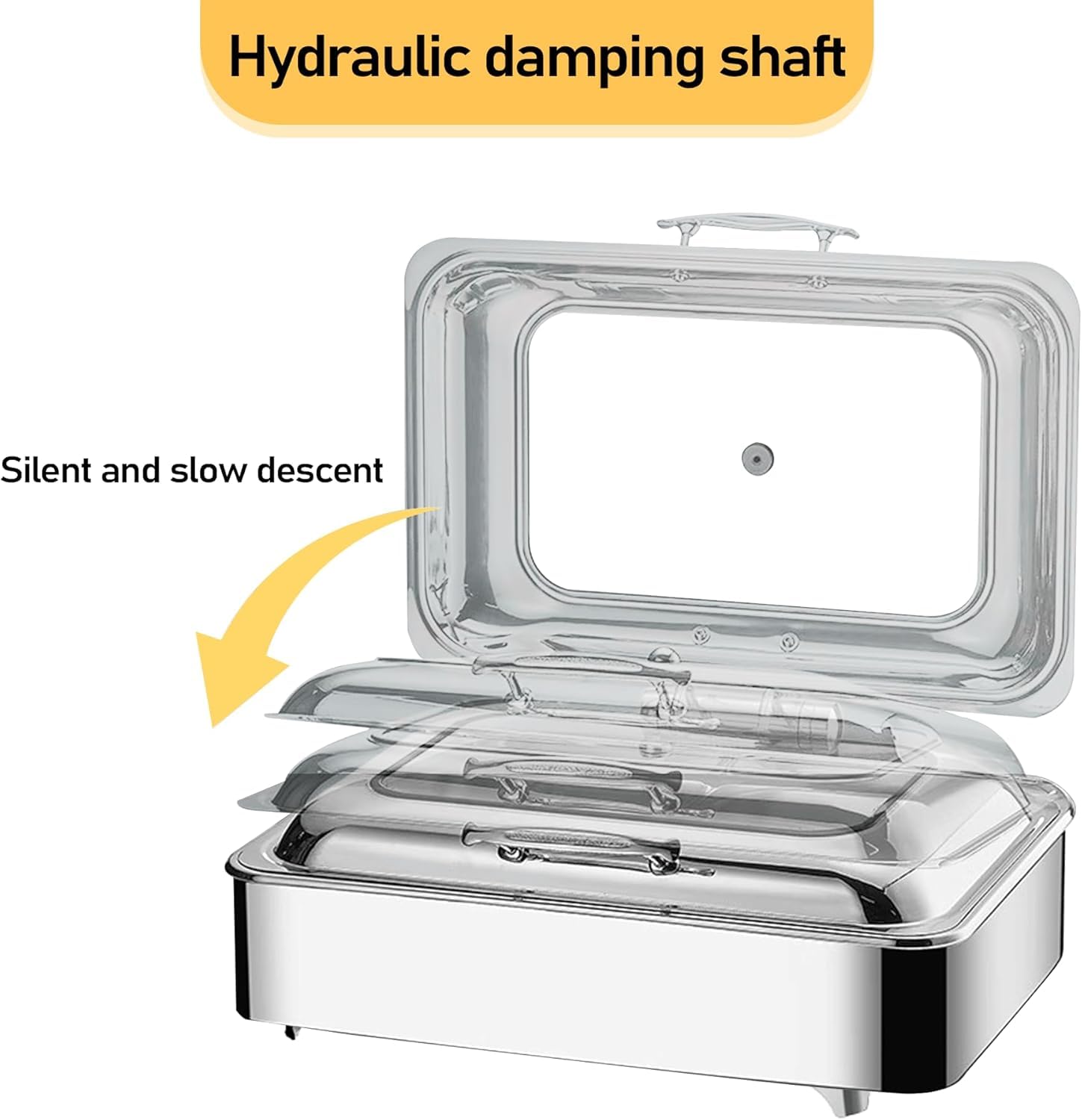 Chafing Dish Elettrico, 9L Scaldavivande Commerciale Contenitore Scalda Cibo Acciaio Inox con on Coperchio in Vetro Trasparente, Scaldavivande Elettrico per Buffet e Feste (GN1/1)