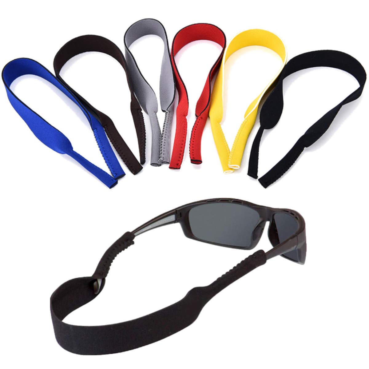 ErenBros PACK 6 Cordón elástico neopreno para gafas de sol y graduadas - Correa para retención - Cinta deportiva