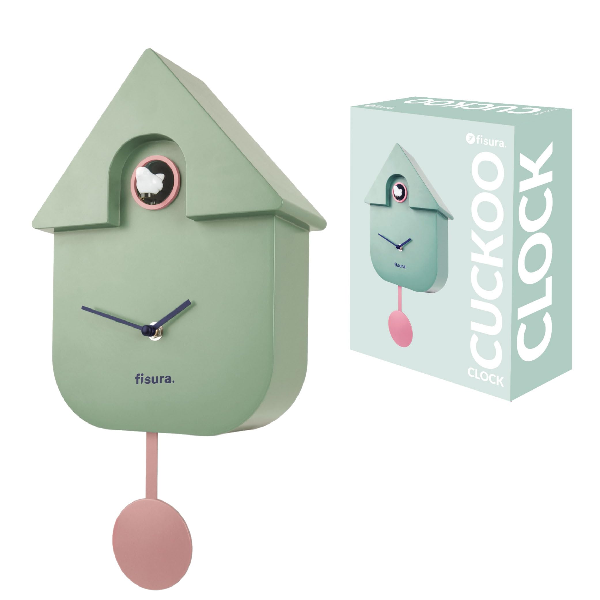 Cuckoo Clock Wall Clock Original Gift Wall Clock 3 AA Batteries Not Included Dimensions: 21.5 x 8 x 41.5 cm ABS Plastic (Mint)