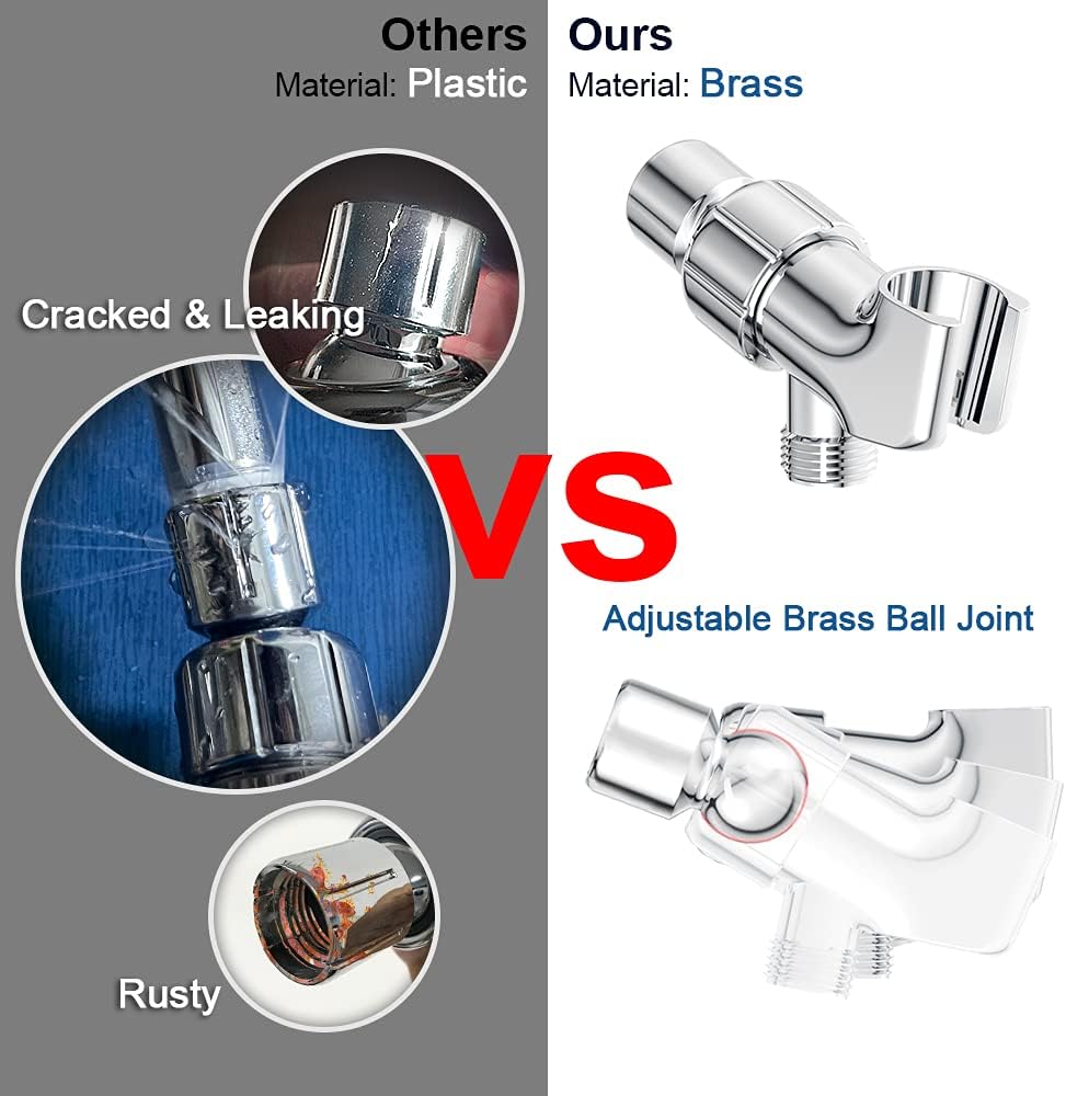 6 Functions Handheld Shower Head Set Hopopro High Pressure Shower Head High Flow Hand Held Showerhead Set with 59 Inch Hose Bracket Teflon Tape Rubber Washers - - 