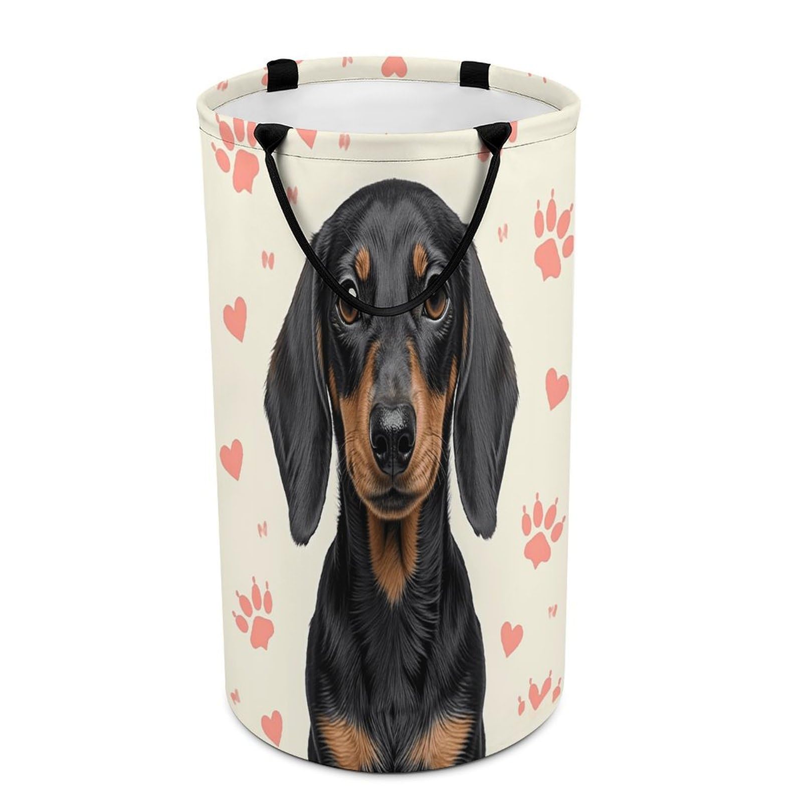 Dachshund Paw Print Laundry Basket with Handles Large Collapsible Laundry Bag Freestanding Waterproof Clothes Hamper Decor Storage of Dirty Clothe for Family Bathroom 86L