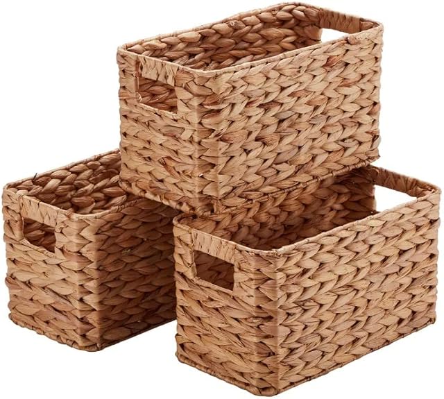 Wovenhill | Set of 3 Small Milton Baskets | Natural Rattan Storage Boxes | W20 x D38 x H21cm