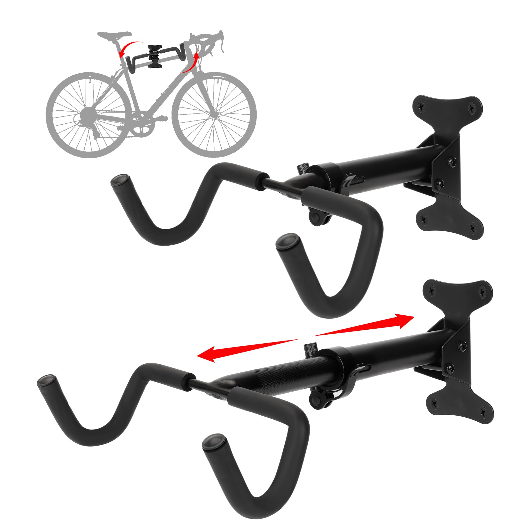 Fahrrad-Wandhalterung, Fahrradträger, Garage, Fahrrad-Wandhalterung, Haken, strapazierfähig, verstellbar, zum Aufhängen Ihrer Straßen-, Mountain- oder Hybridfahrräder in der Garage oder zu Hause, mit
