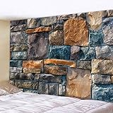N/Ａ Tapestry 3D Printing 3D Colored Stone Brick Retro Tapestry Wall Hanging Bohemia Art Print Tapes