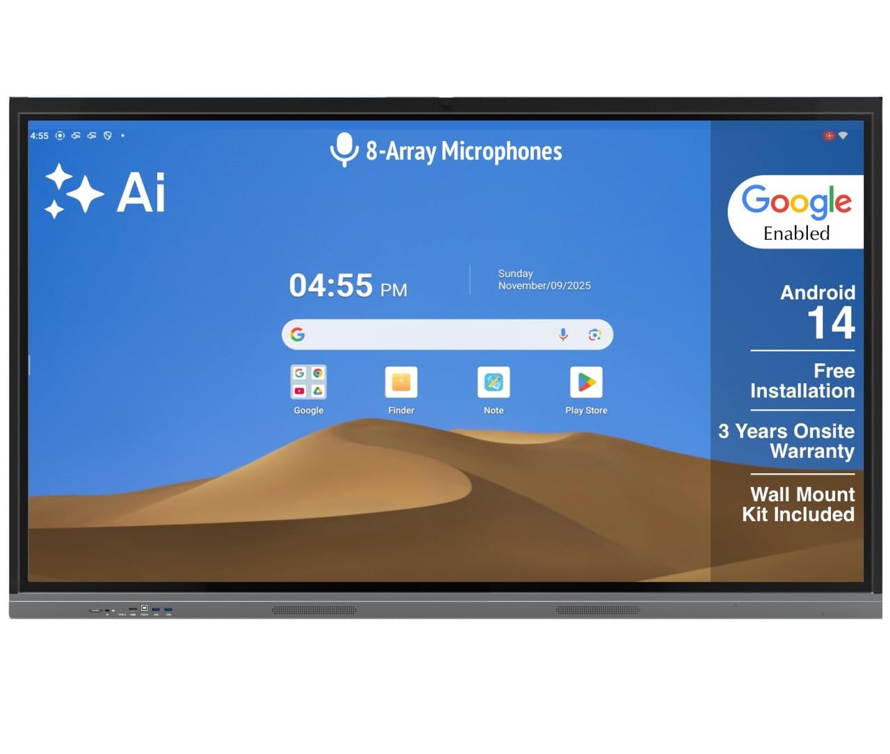 VUTEC 65 Inch Android 14 Interactive Television | 8GB RAM 128GB ROM | USB, HDMI, VGA, Display Ports | All-in-1 Flat Panel Smart Digital Board Screen Ideal for Teaching, Classroom & Office Use-image-44