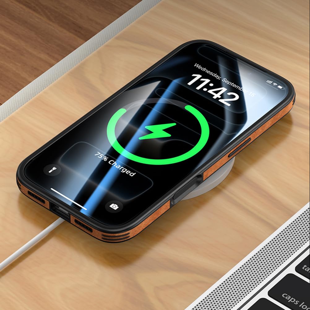Dünne Hülle Für iPhone 17 Pro Max/17 Pro/Air/17, Mattes Veganes Leder Stoßschutz Handyhüllen Weichem Silikonrand rutschfeste Schutzhülle,Schwarz,17 Pro