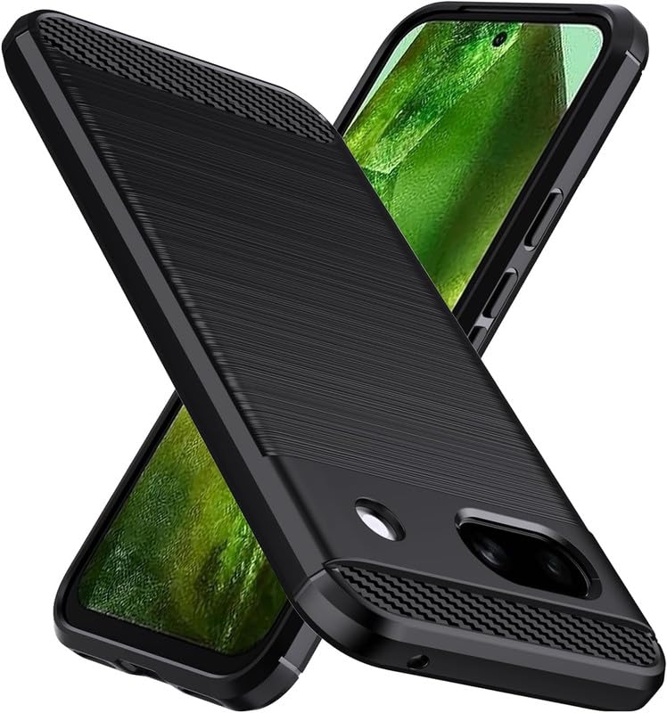 Image of NPRC Hybrid Ultra Slim Protective Case TPU Non-Slip Carbon Fiber Texture Shockproof Case Cover for Google Pixel 8A - Black