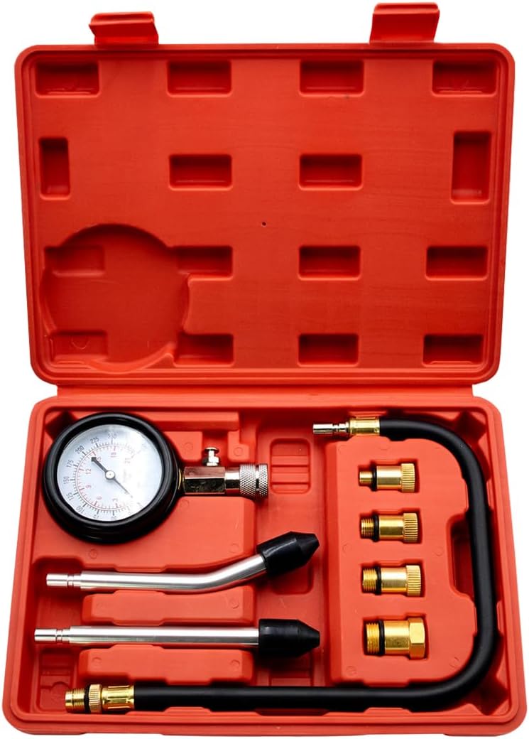 Compression Gauge Engine Compression Tester Diesel Engine Compression Test Kit Gasoline Engine Test Device for Vehicle, Truck, Motorcycle, Marine, Boat, Automobile