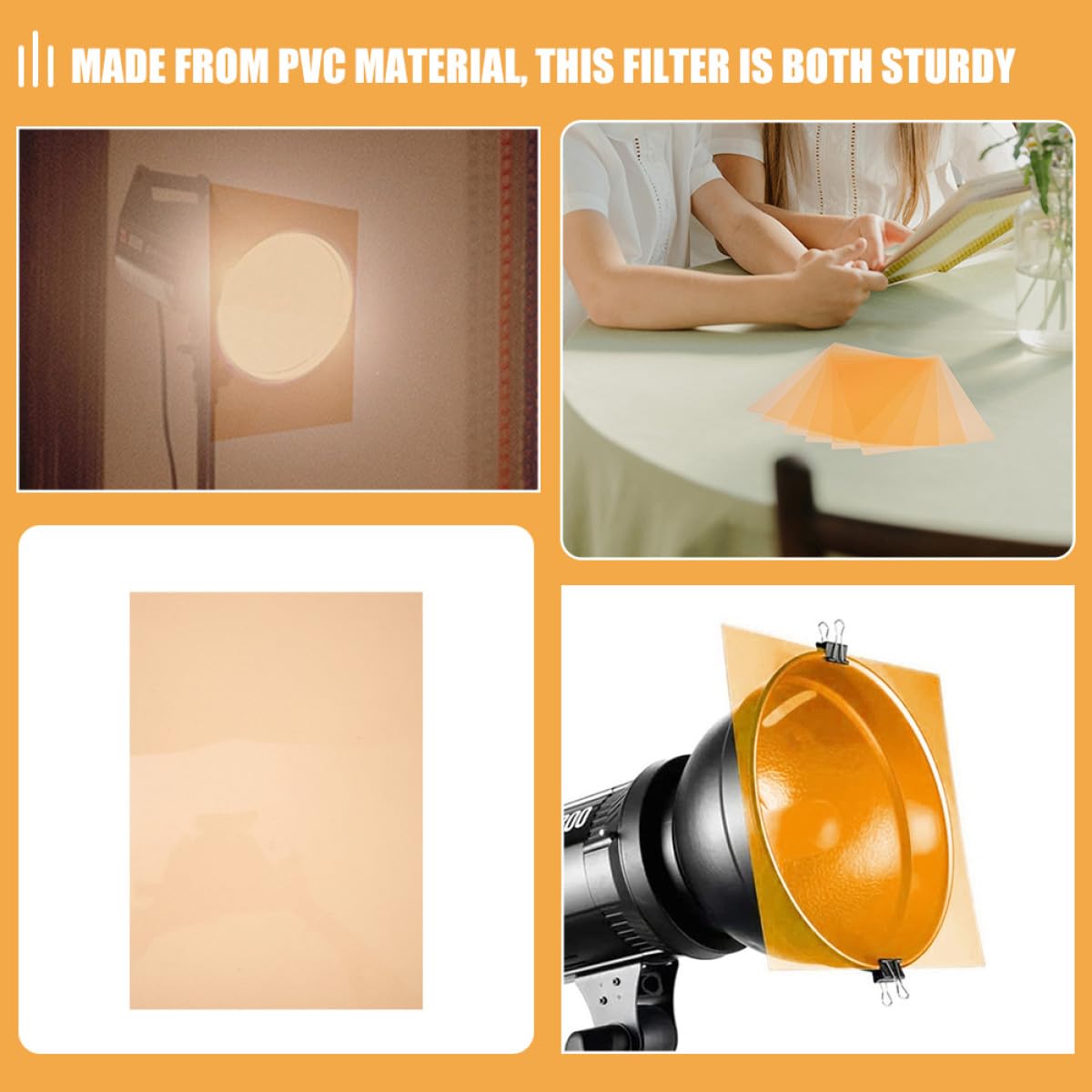 STOBAZA Filtres de Lumière LED 5 Feuilles Film Diffuseur, Feuilles à Atténuation de Lumière et Film PVC Transparent, pour Éclairage en Studio Photo et Salles de Classe