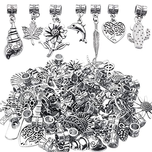 Aylifu 50pcs Mixed Pendants Dangle Charms with Bail Bead Connector DIY Jewelry Findings for Necklace...