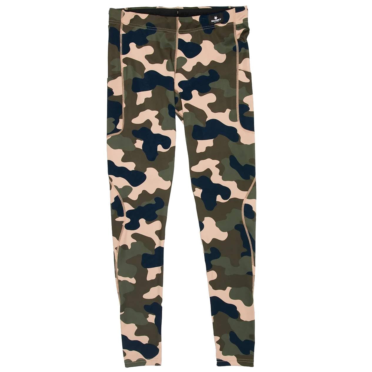 Saysky Men's Green Camo Combat Long Running Tights - L