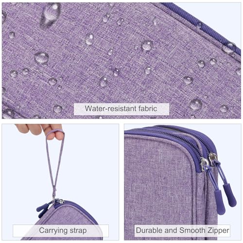 Image of FYY Travel Cable Organizer Pouch Electronic Accessories Carry Case Portable Waterproof Double Layers All-in-One Storage Bag for Cord, Charger, Phone, Earphone Dark Purple