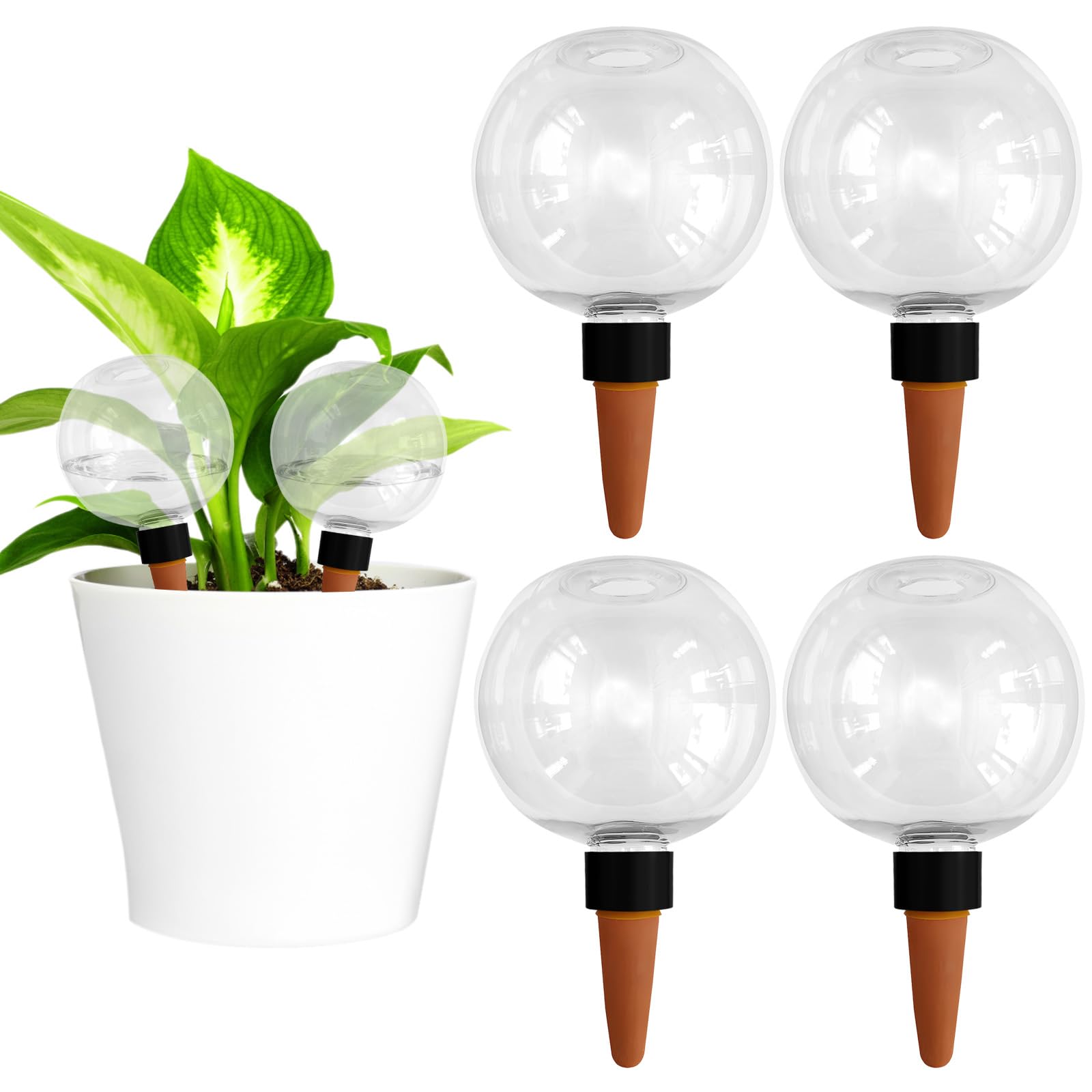 4 Pieza Riego automatico macetas, Regar Plantas Vacaciones, Diseño esférico, Bola de riego para Plantas Apta para Varias macetas (1Pieza x 500 ml)