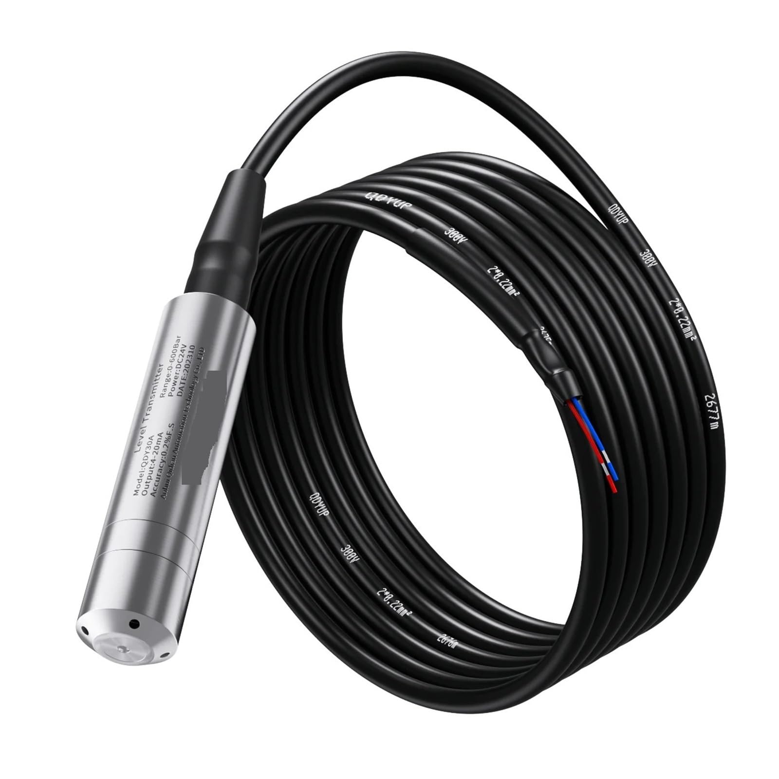 Czujnik poziomu wody 15-100 m, przetwornik poziomu cieczy RS485 4-20 mA do zbiornika 0-10 V Solidna ochrona(30m range 30m cable,RS485)