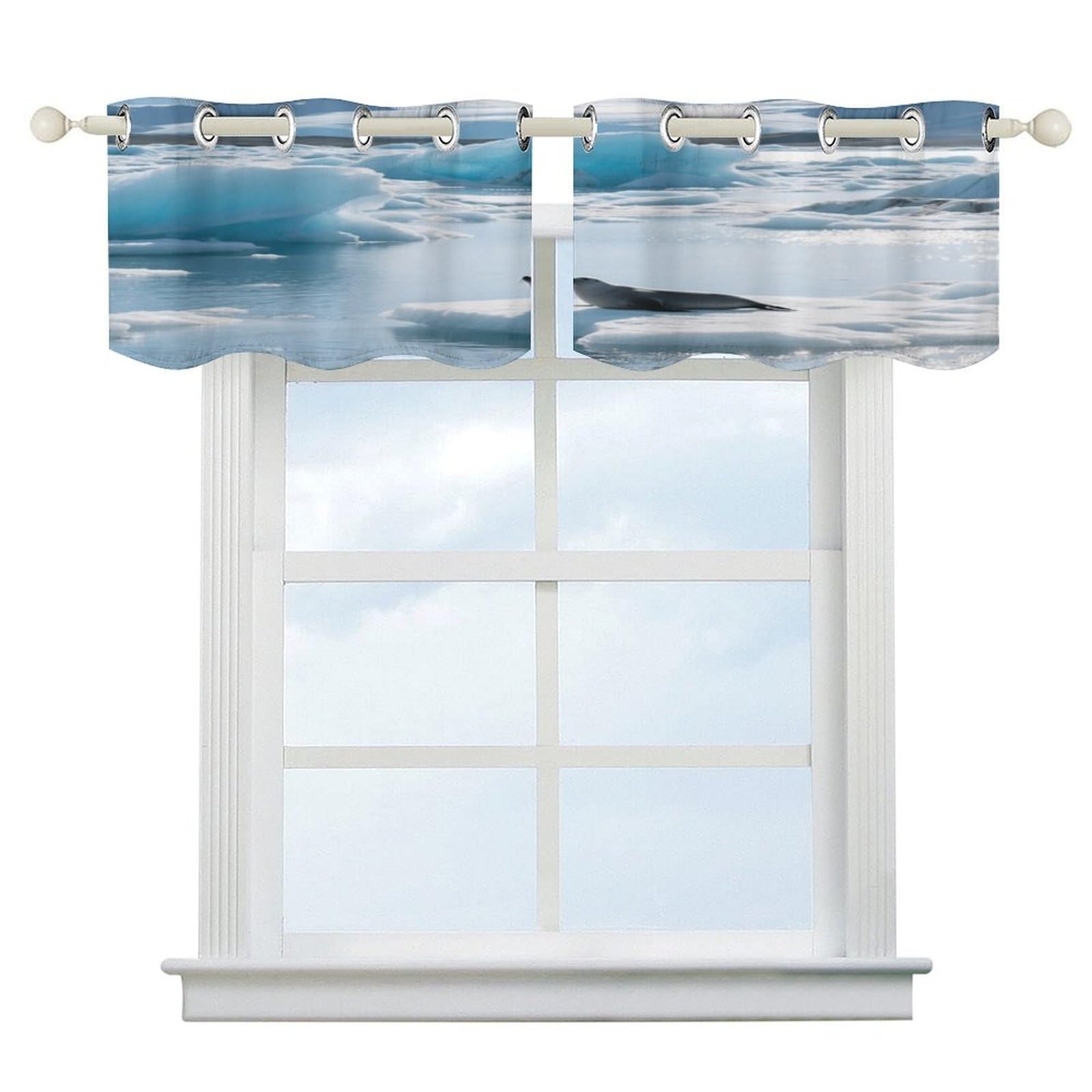 Fekiloot Style Glacier Lake Iceberg Short Curtains Valance Curtain