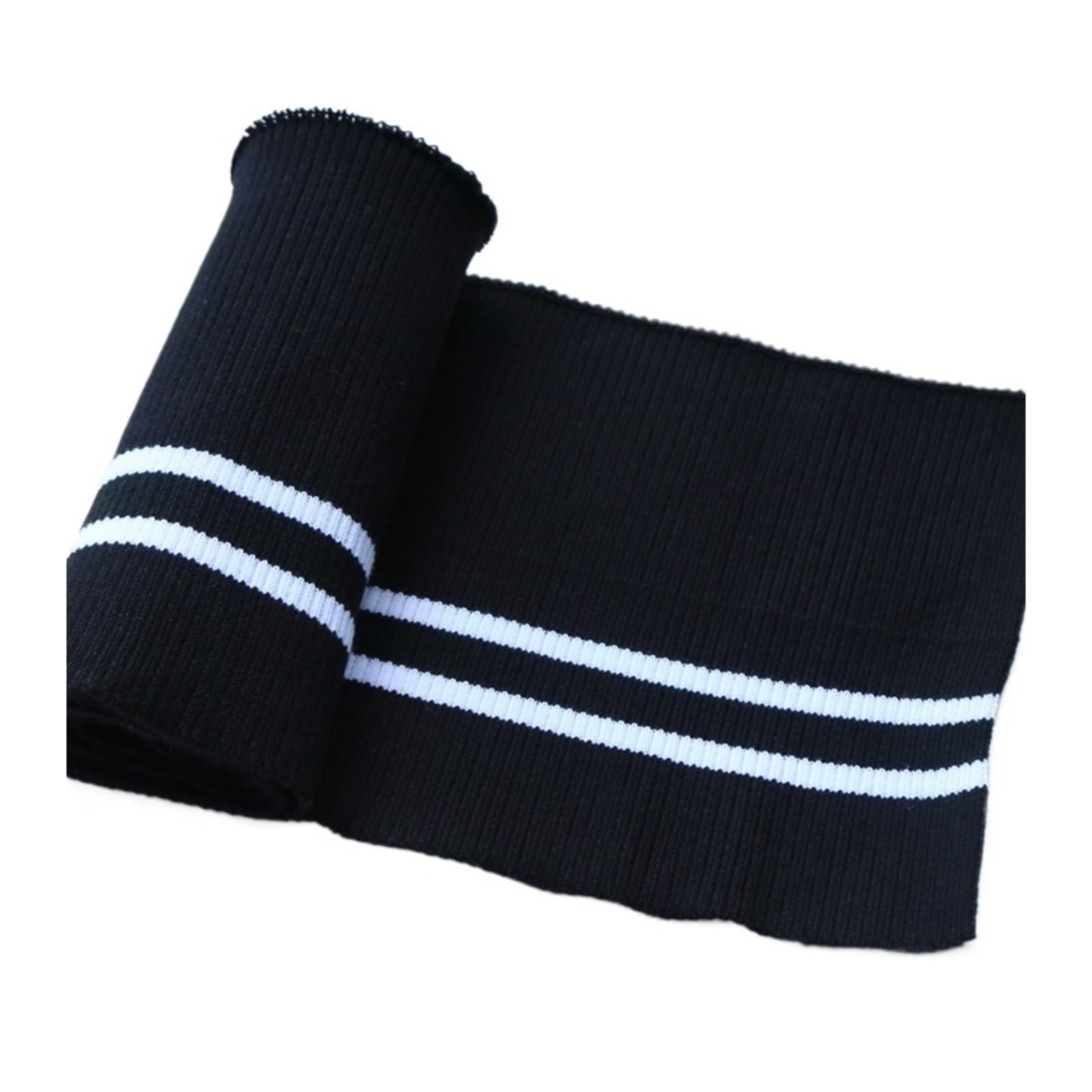 Ribbed Knit Cuff Cotton Spandex Stretch Knit Cuff Waistband Leg Arms Rib Trim Jersey Baseball Ribbed Fabric(Black)