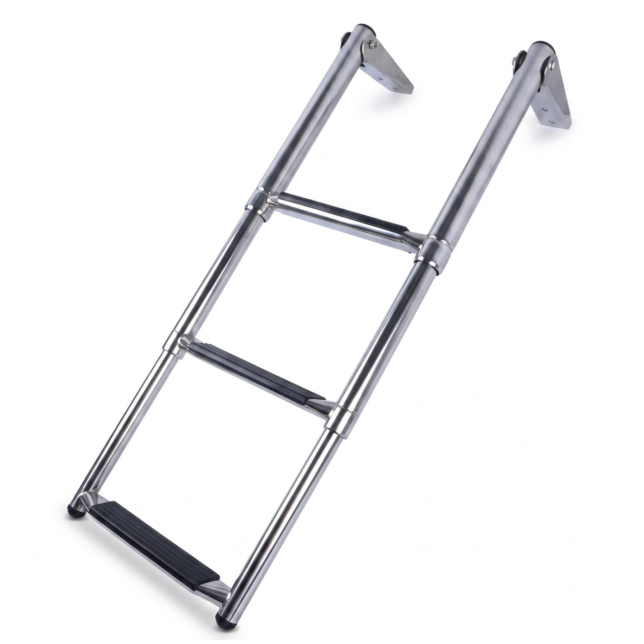 Échelle de Bateau télescopique à 3 marches, échelle de Quai Pliable en Acier Inoxydable avec marches antidérapantes, Argent