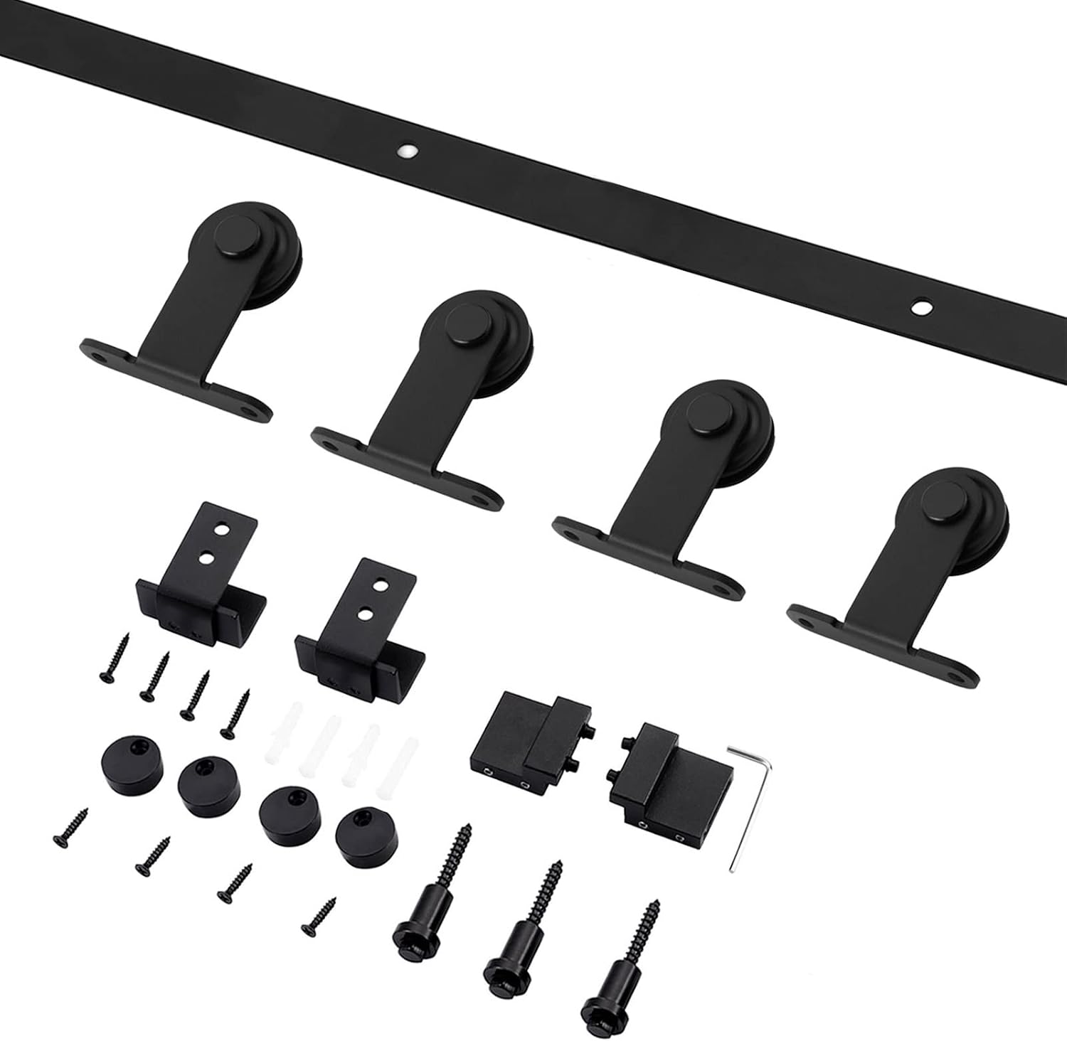 EaseLife 4 FT Top Mount Cabinet Mini Sliding Double Barn Door Hardware Track Kit,Easy Install,Slide Smoothly Quietly,Apply for Storage Window TV Stand and Other Shielding (No Cabinet)