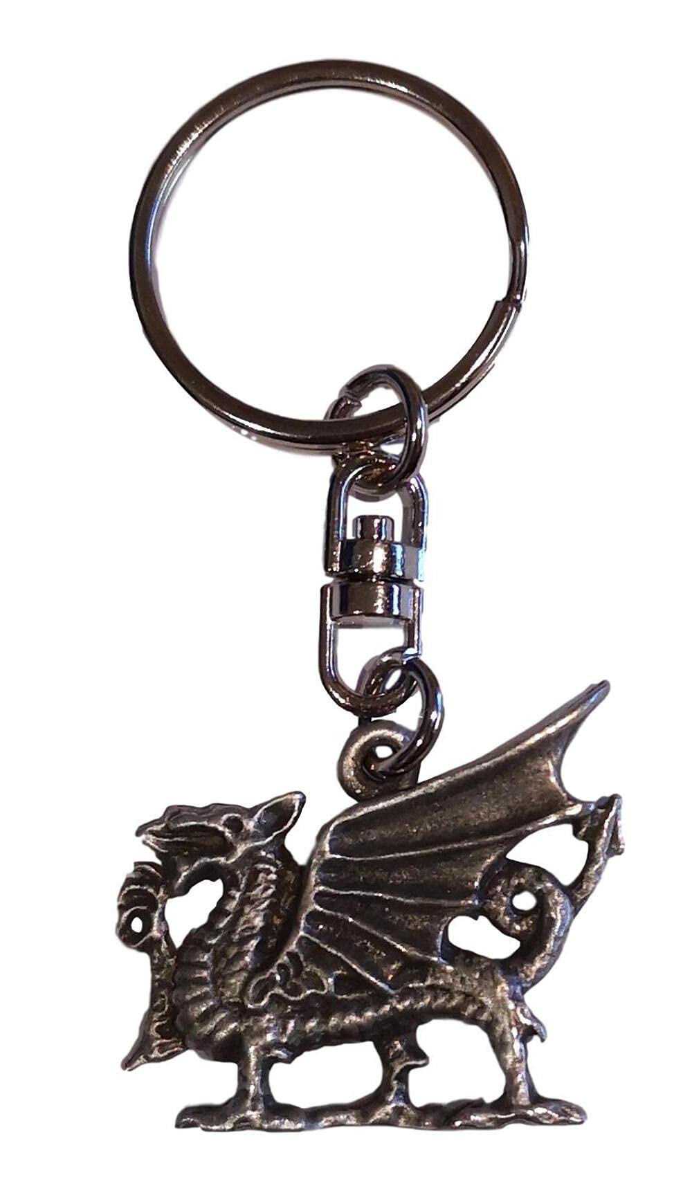 NWFlagsWelsh Dragon pewter metal keyring