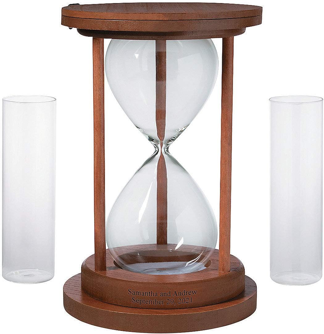 Fun Express Personalized Unity Sand Ceremony Hourglass Set for Wedding - Complete Sand Ceremony Kit with Fillable Hourglass & Cylinders | Elegant Wedding Keepsake Decor for Unity Ceremony Ideas