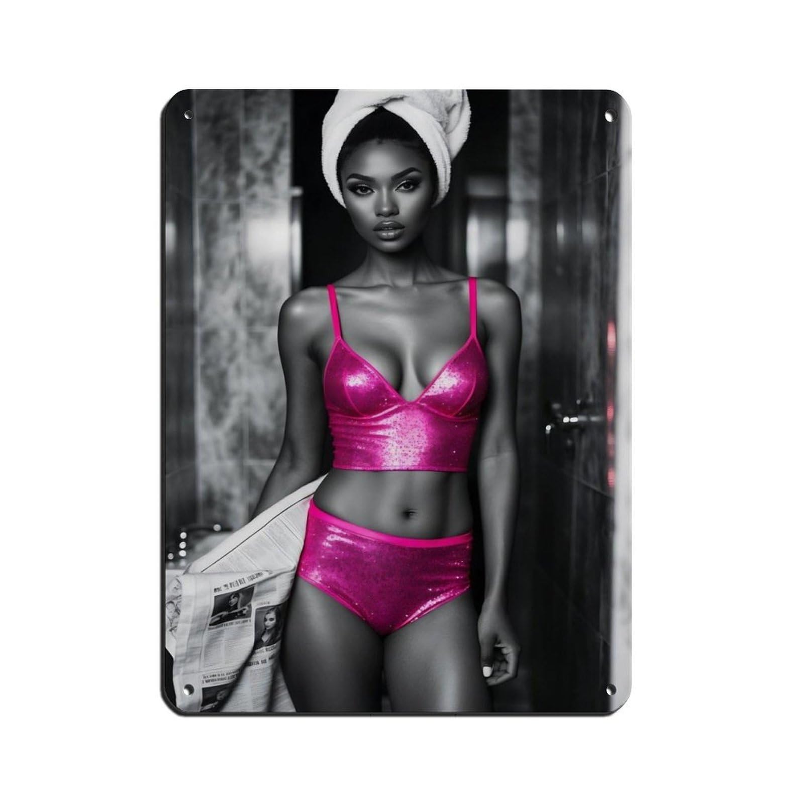 Fashion Glamorous Model Art Tin Sign Vintage Metal Pub Club Cafe Bar Home Wall Art Decoration Poster Retro 12x16inch(30x40cm)