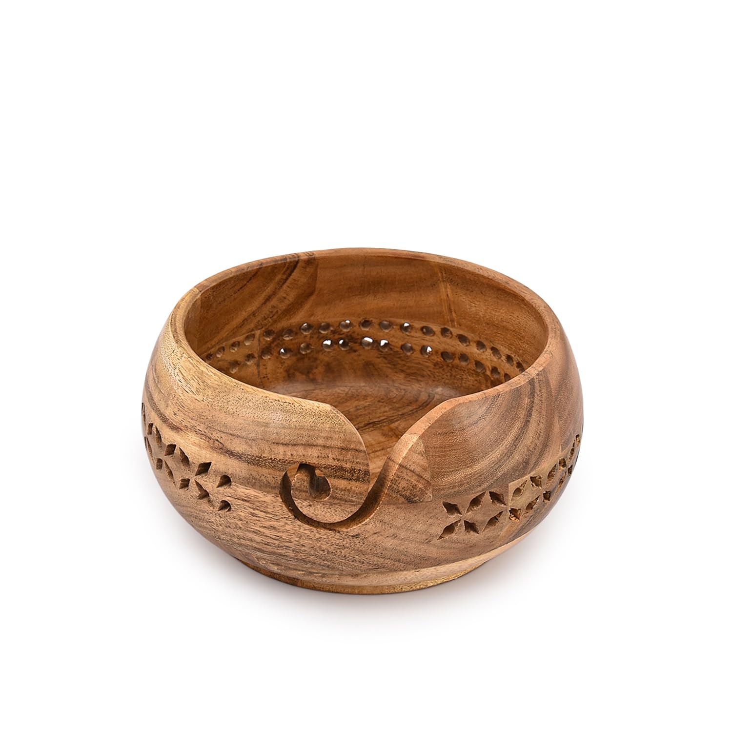 SAMHITA Acacia Wood Yarn Bowl Holder |Hand Carved Yarn Bowls for DIY Knitting Crocheting Accessories (7