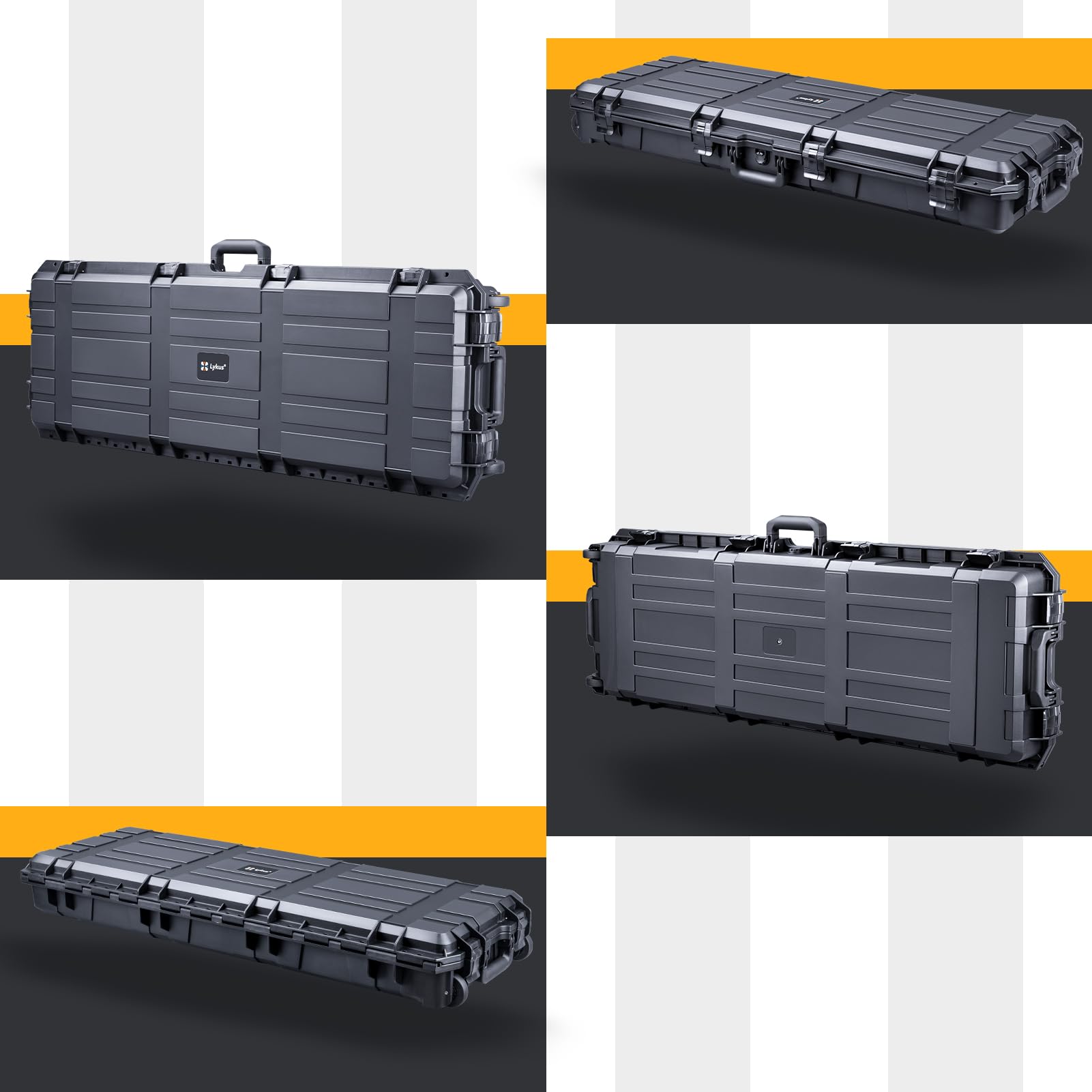 Lykus HC-11010 Custodia/Valigia/Case rigida impermeabile con schiuma personalizzabile, Dimensioni interne 106,8x33,8x13 cm, Adatto per oggetti lunghi e sottili