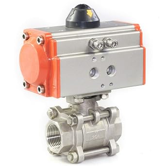 2" 3/4 1/2" Three-piece Pneumatic Actuated Ball Valve Double Acting Air Return 01000 PSI,304 Stainless Steel 1/2"
