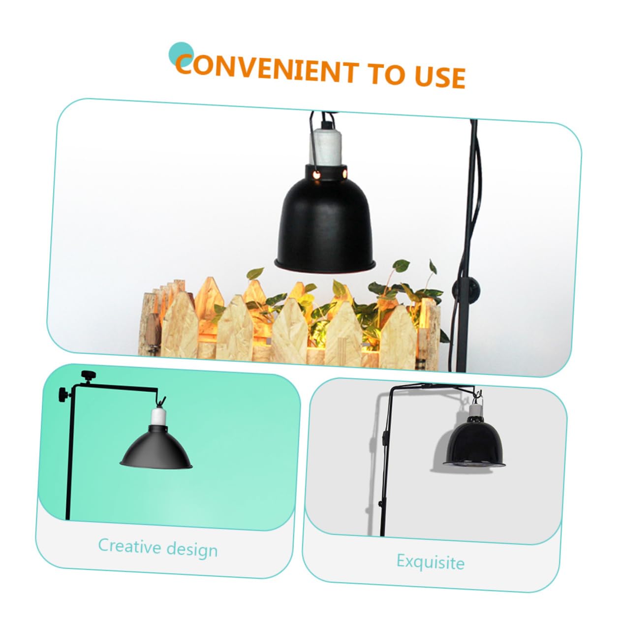 Hemobllo Supporto per Lampada per Rettili in Metallo Ad Altezza Regolabile Supporto per Lampada Riscaldante Facile da Installare e Utilizzare
