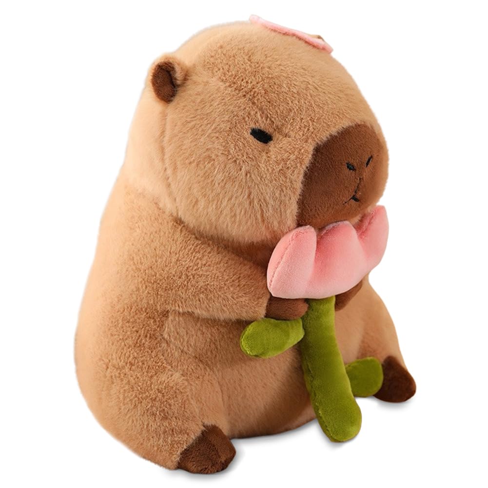 EUBSWA Capybara Plush 30cm, Soft Toy Capybara Plush Throw Cushion Gift for Children (Flower)