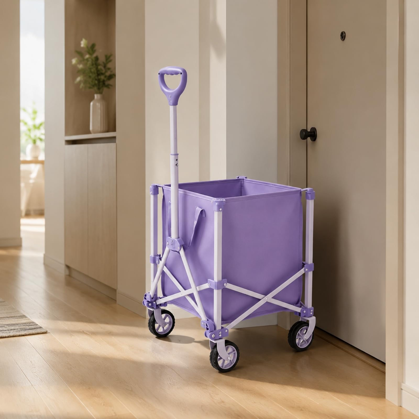 Sharplace Utilitario con Bolsa la Extraíble Carrito para Recados Plegable Vagoneta Carga con Mango Ajustable para Apartamentos, Púrpura