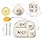 shopwithgreen 7Pcs/Set Bamboo Kids Dinnerware Set - Children Dishes - Food Plate Bowl Cup Spoon Fork Set Dishware, Cartoon Tableware, Dishwasher Safe Kids Healthy Mealtime, BPA Free