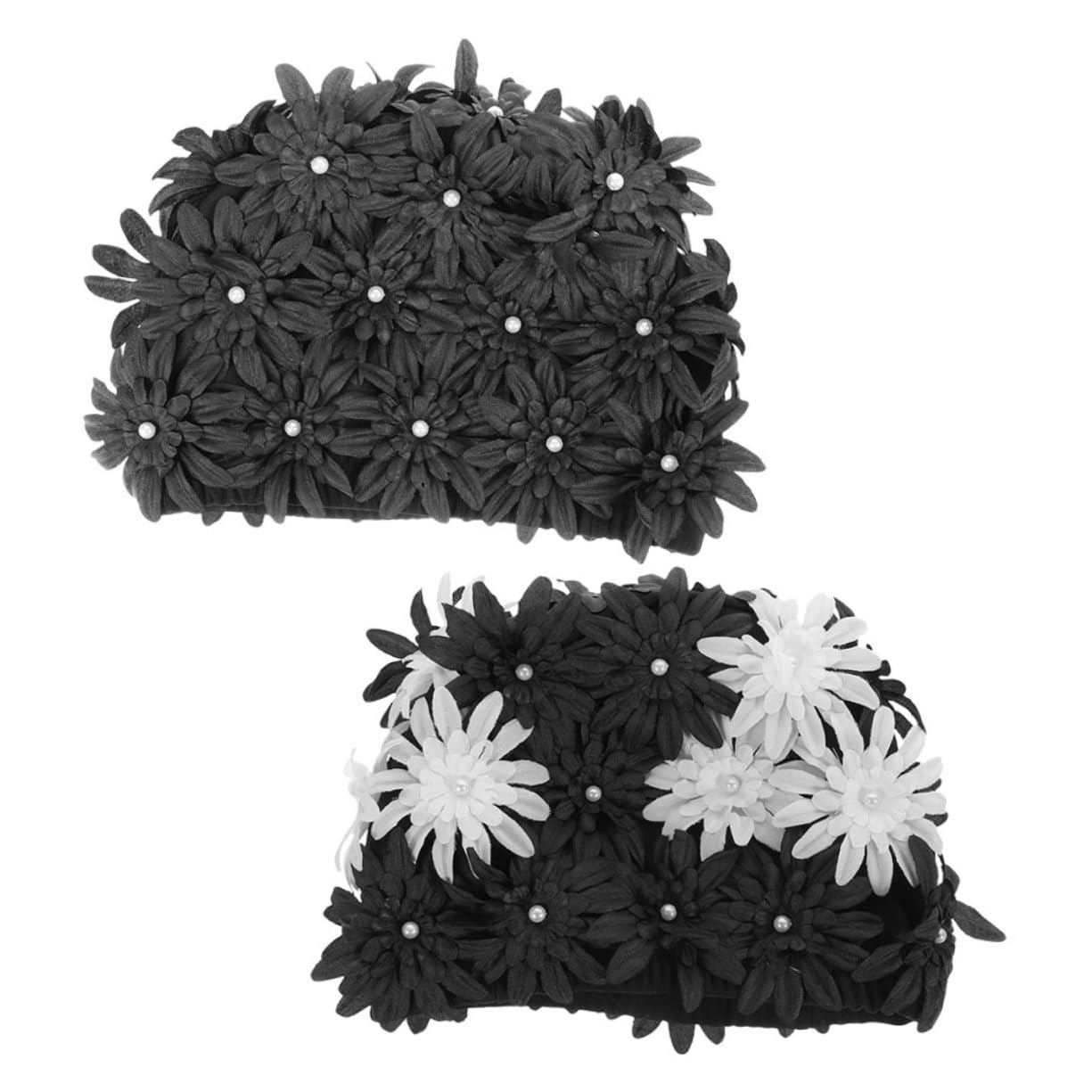 Gorro de Baño para Mujer con Flores, Brocado Elástico, 2 Piezas