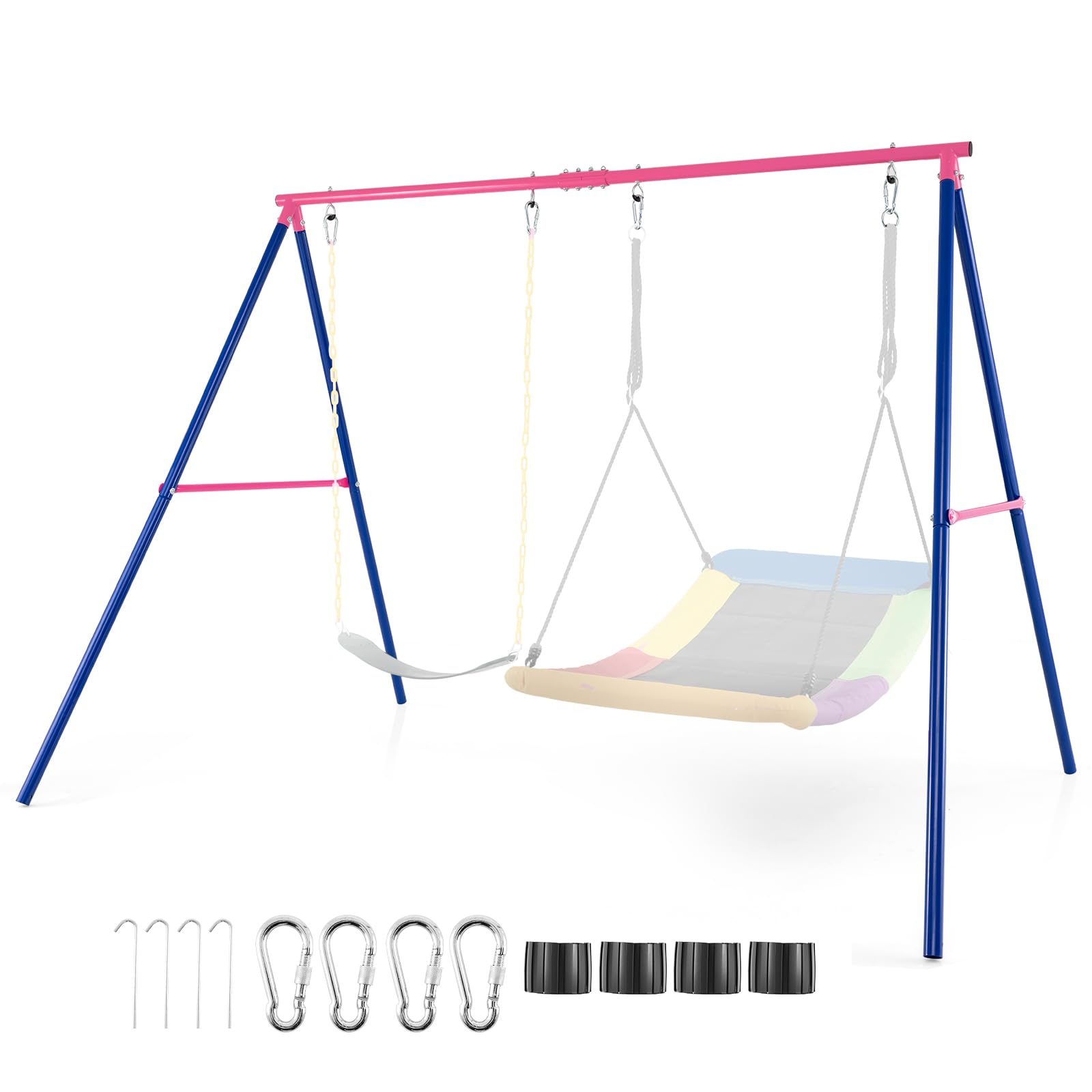 Maxmass Kids Garden Swing Set, Metal A-Shaped Swing Frame Outdoor Children Playground for Children Toddler (Only Red Frame) — image 1